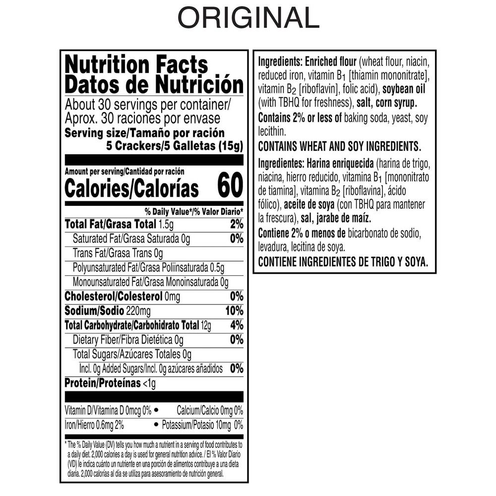 Krispy Original Saltine Crackers Soup Crackers 16 oz