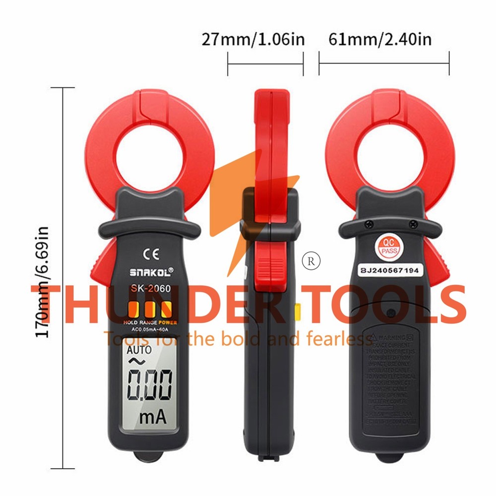 Thunder Tools 3 1/2 Digit Auto Ranging Digital Current Clamp Meter High