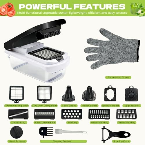 17 in 1 Vegetable Chopper, Multifunctional Food Chopper with Container,