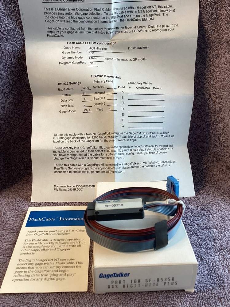 GF-0535R Gage Talker Flash Cable…..NEW