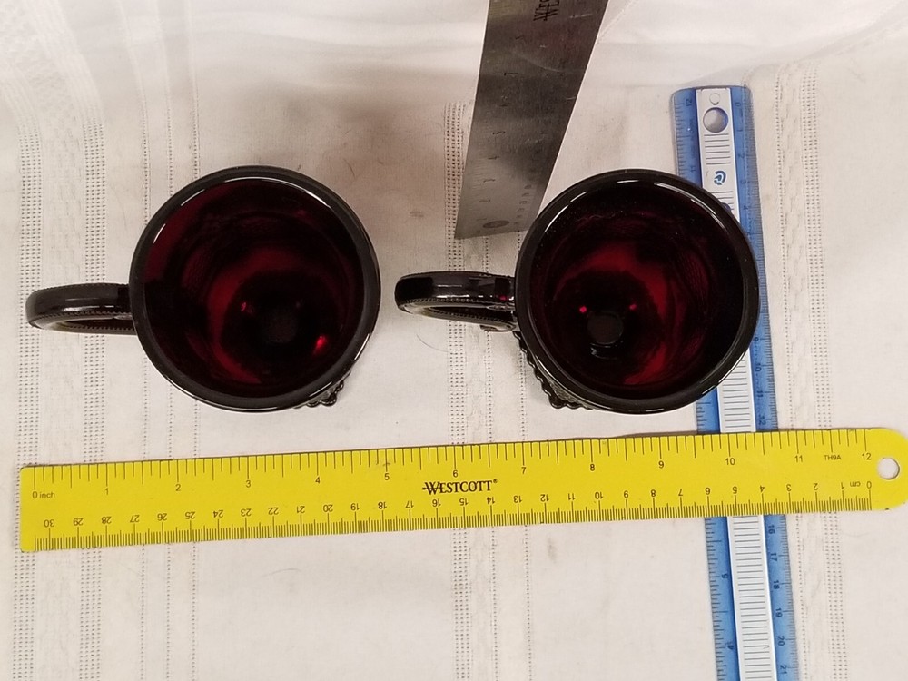 2 Avon Cape Cod Ruby Red Glass Pedestal Drinking Cup Mug Vampire