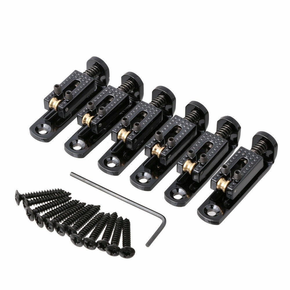 6pcs Single String Roller Saddle Guitar Bridge for cigar box banjo Black Silver