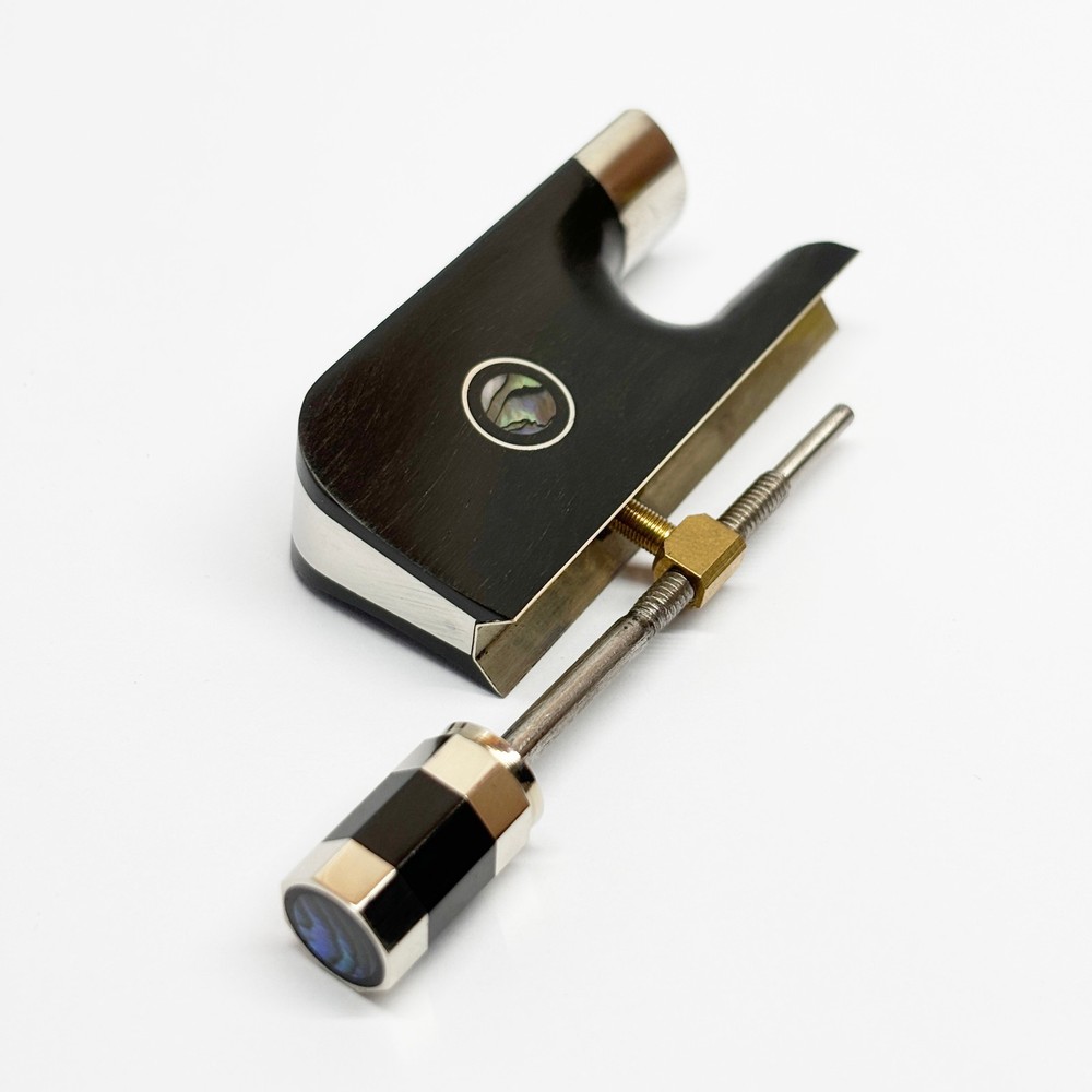 Viola Frog Bow Ebony Nickel Silver Ferrule Underslide Abalone Frog Screw Button