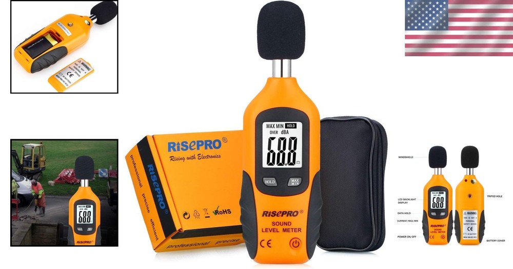 Compact Digital Decibel Meter 30-130 dB with Data Hold & Auto Power Off Features
