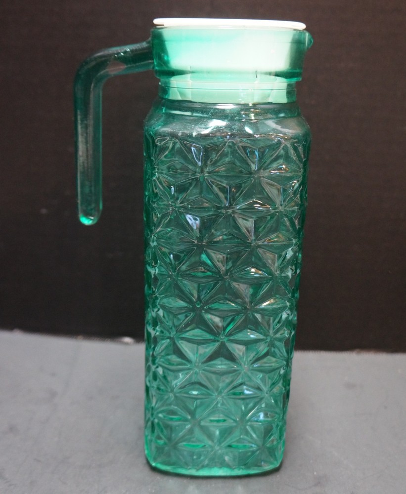 Teal Green Flashed Diamond Waffle Pattern 1 QT Refrigerator Pitcher