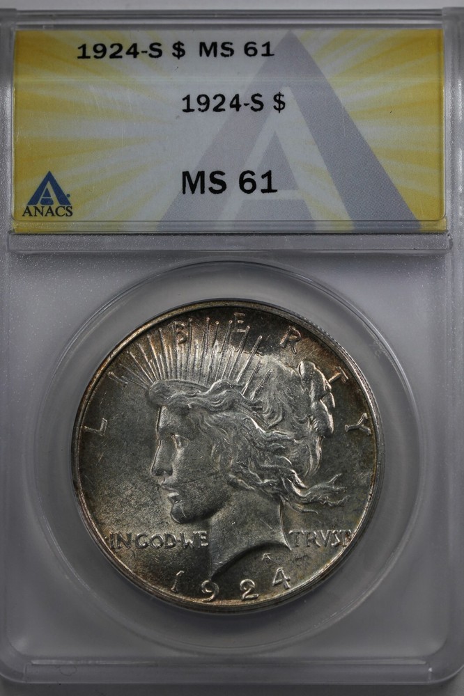 1924-S 1.00 ANACS MS 61 Peace Dollar,  $1