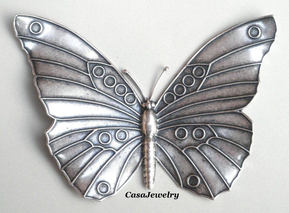 #5004RS LARGE ANTIQUED STERLING SILVER PLATED BUTTERFLY COMPONENT - 1 PC