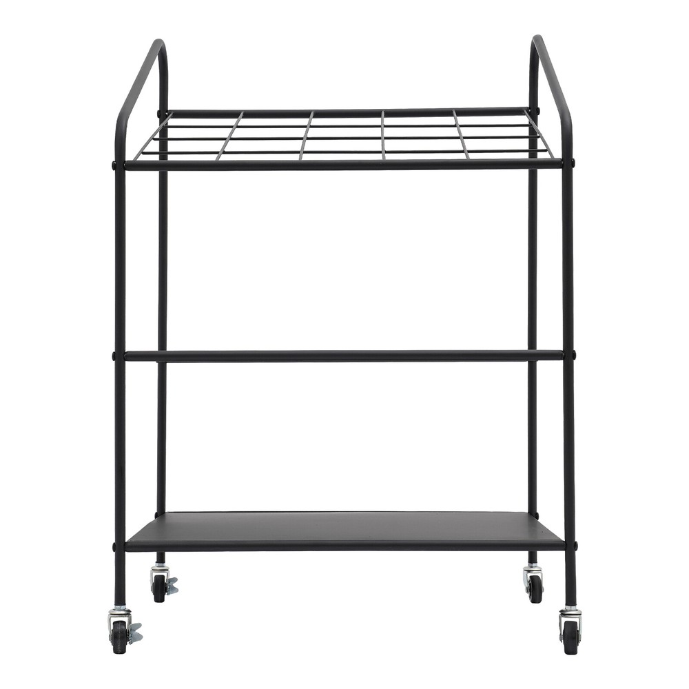 3-tiers Mobile Paper Rolls Organizer Iron Material Roll Dsplay Rack With Wheels