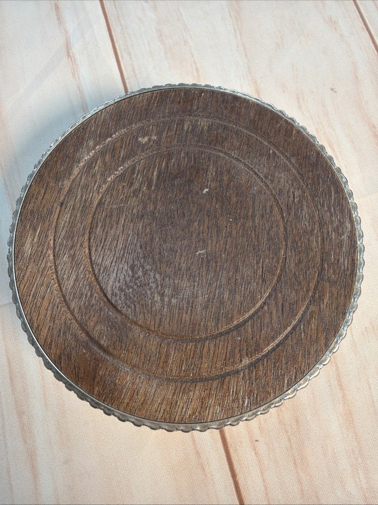 vintage silver tone wine coaster with felt bottom