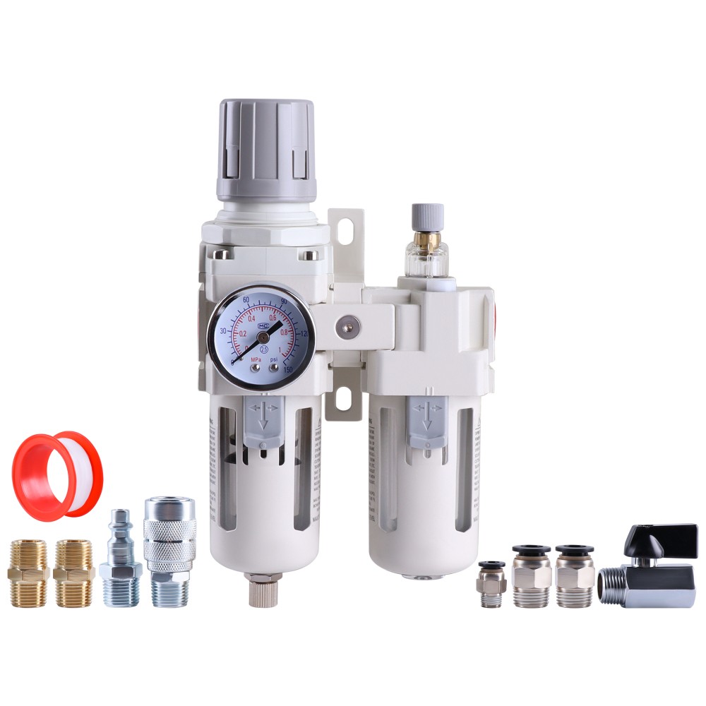 3/8" NPT Air Moisture Filter Regulator Oiler Separator Lubricator Combo Auto