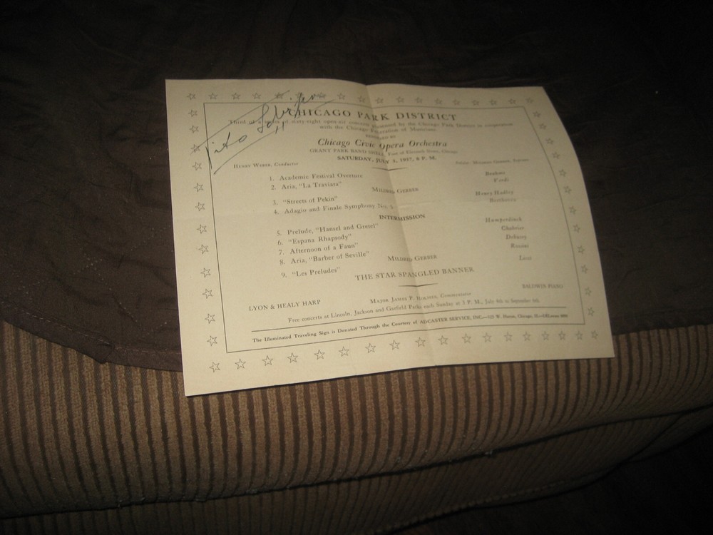 TITO SCHIPA SIGNED PROGRAM GRANT PARK 1937 PSA/DNA