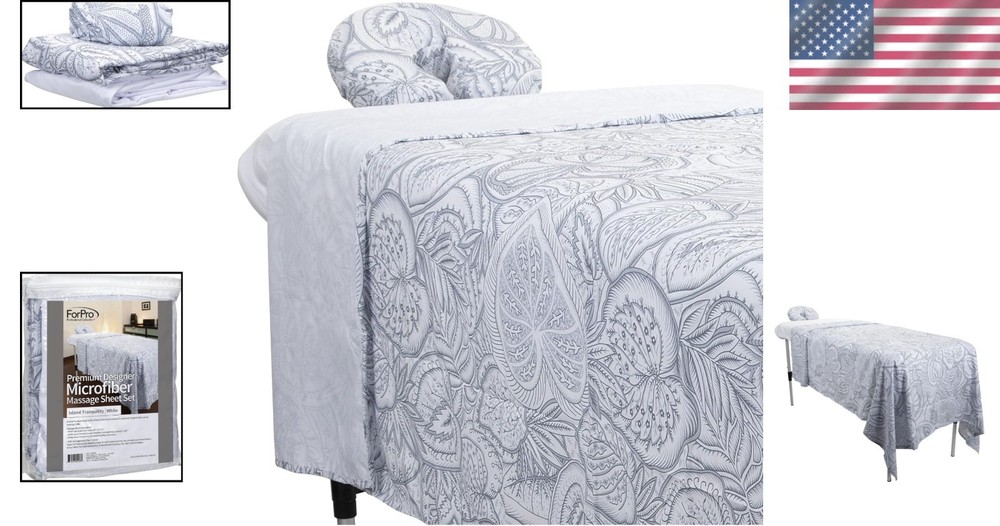 ForPro Microfiber 3-Piece Massage Sheet Set, Island Tranquility - Queen