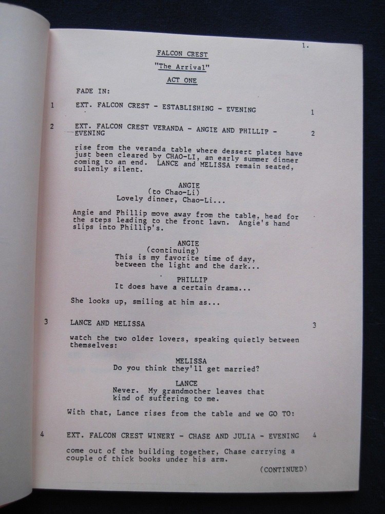 ORIGINAL TV Script FALCON CREST The Arrival BRADFORD DILLMAN'S Copy wi His Notes