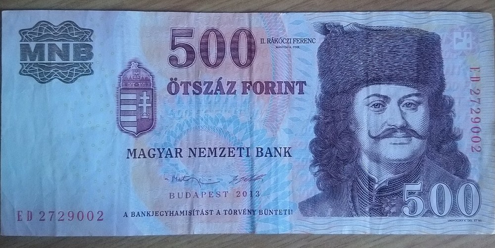 500 Forint Hungarian Note 2013