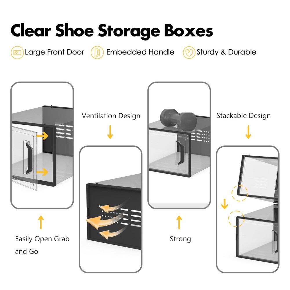 X-Large Shoe Storage Box Fit Size 11, Clear Plastic Stackable Shoe Organizer ...