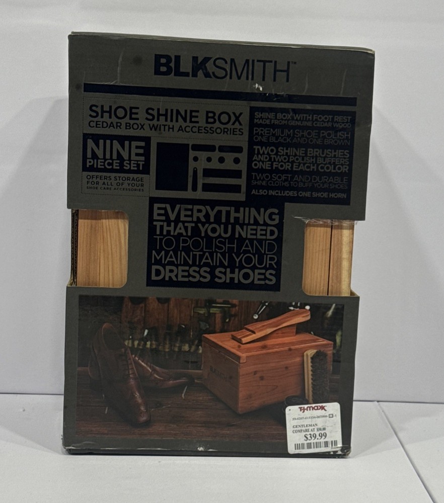 BLKSMITH SHOE SHINE BOX CEDAR BOX WITH ACCESSORIES