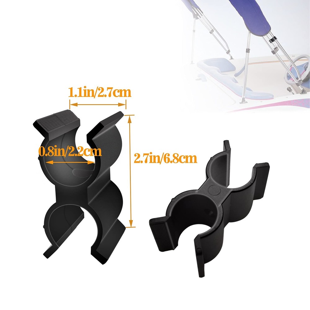 2 Pack Bimini Top Pole Clips Holder - Anti Rattle Brace Security Black