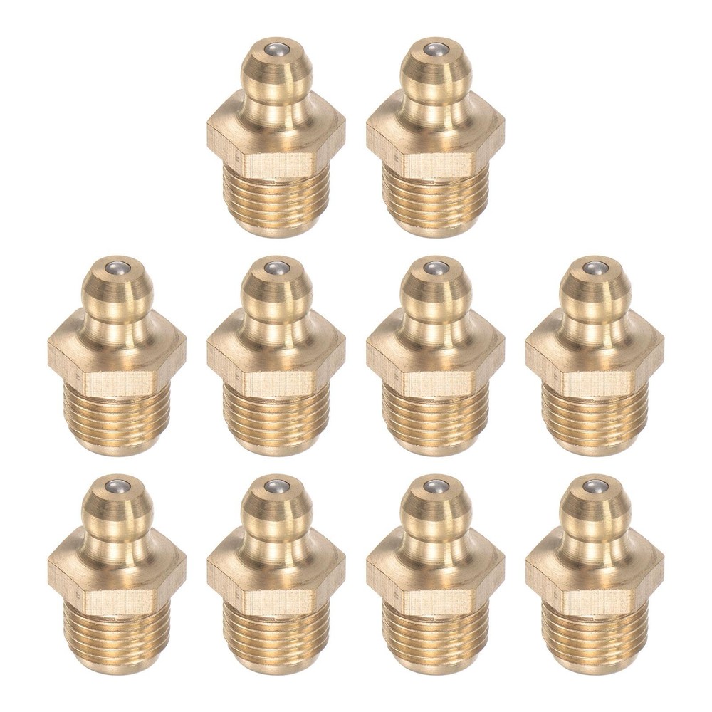 10Pcs Brass Straight Hydraulic Grease Accessories G1/8 Thread 11mm Width