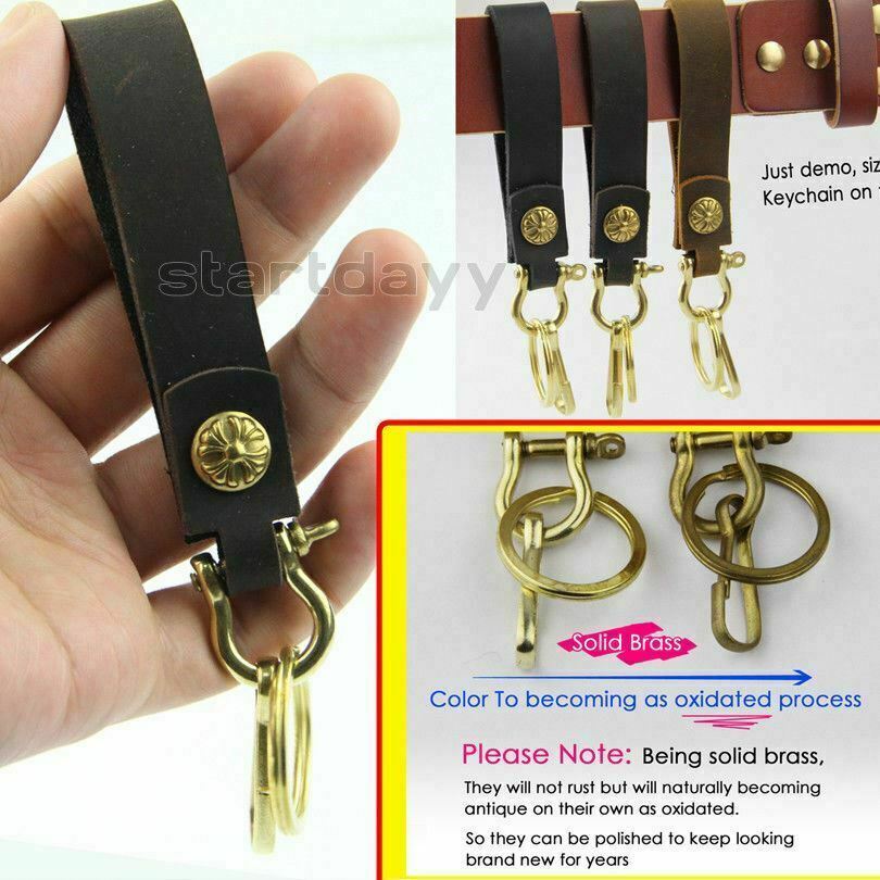 7mm Solid Brass Bow Shackle Joint Connect D Ring Key Chain Fastener Clip Lot