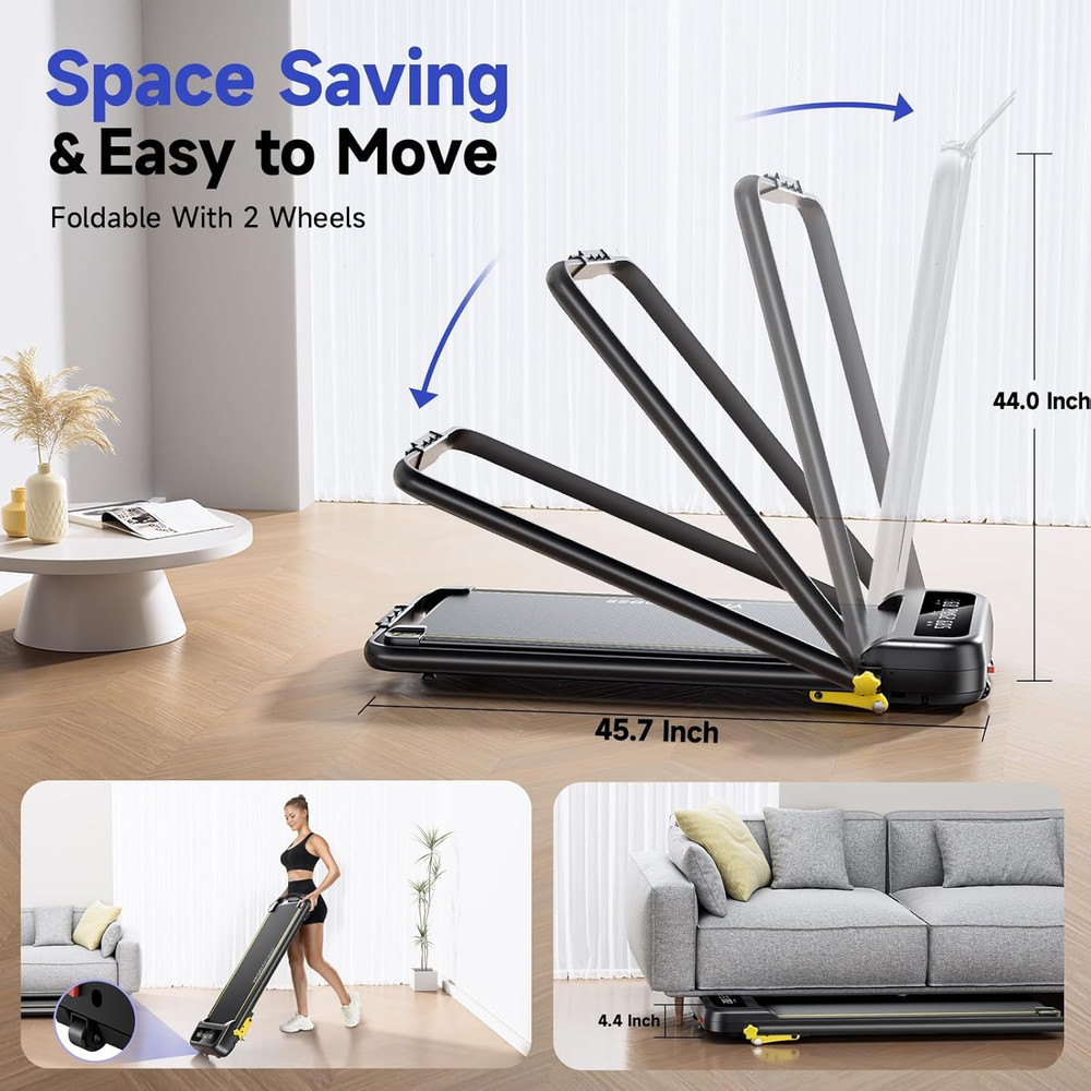 Portable Foldable Treadmill with Incline & Remote for Home/Office Use