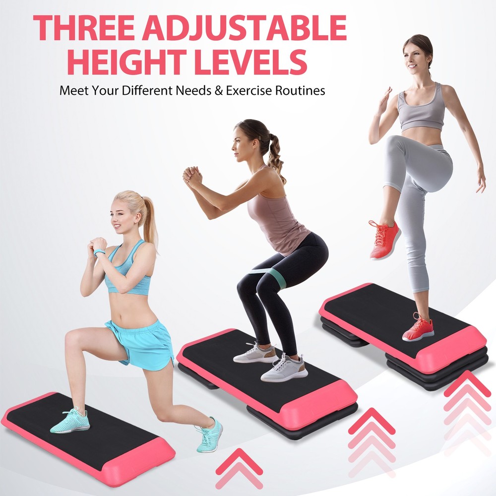 43" Pink Training 4"- 6"- 8" Exercise Aerobic Stepper Workout Step Storage