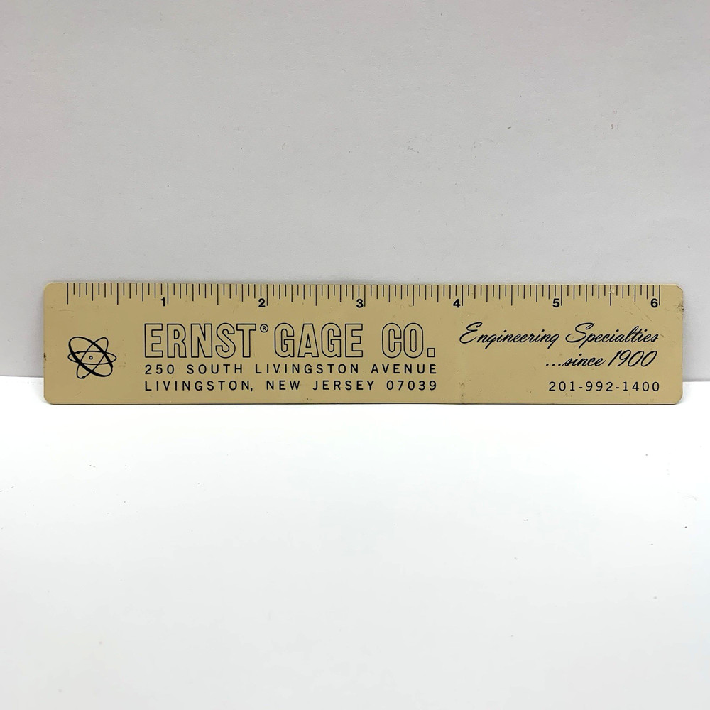 Vintage Ernst Gage Co 6” Plastic Ruler Beige Engineering