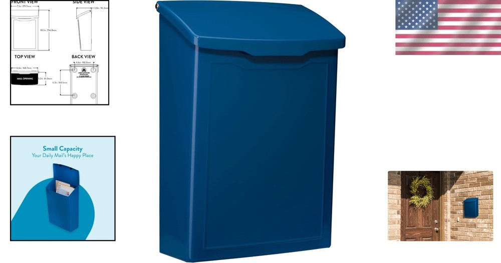 2681BE Marina Wall Mount Mailbox, C1, Blue