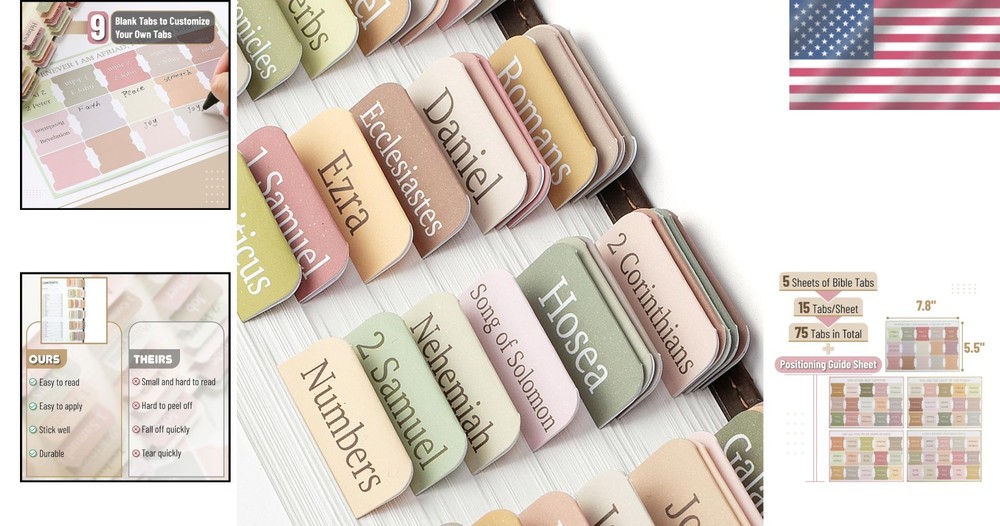 Customizable Boho Bible Tabs - 75 Set with Alignment Guide for Easy Use