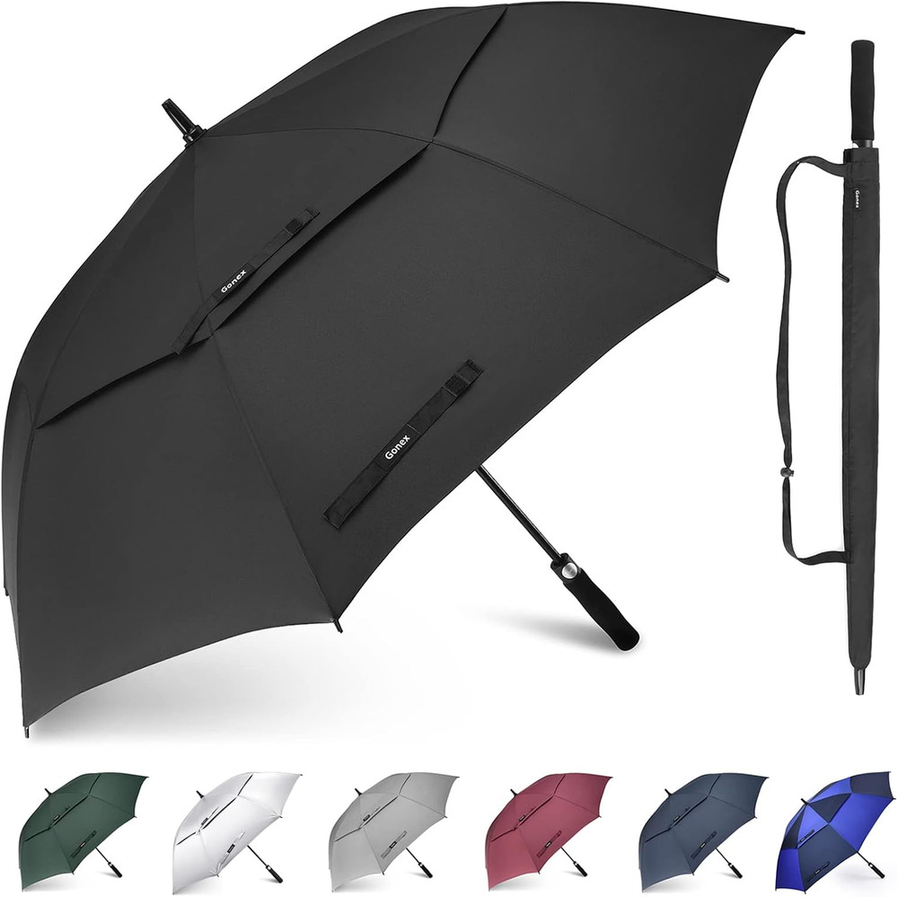 Large Windproof Golf Umbrella - Automatic Open - Double Canopy Rain Guard - Huge