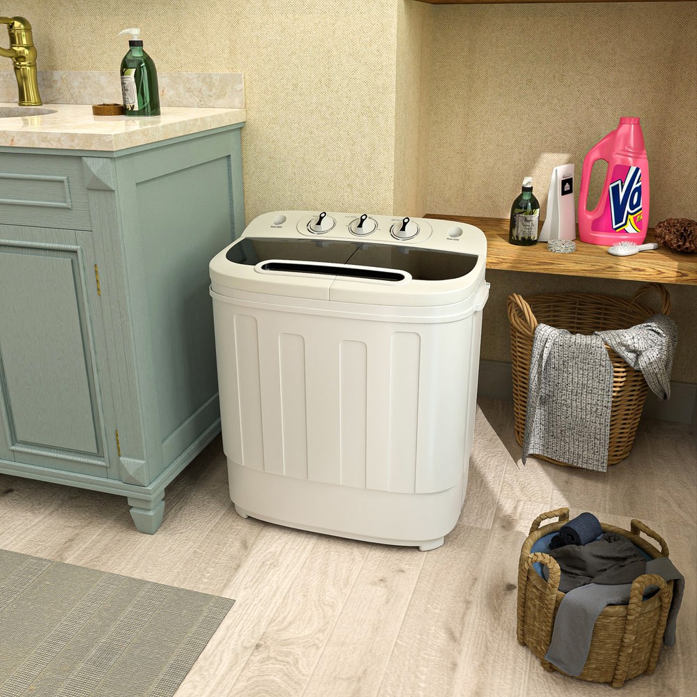 Compact Twin Tub Washing Machine Fast Dryer & Efficient Spin Washer Save Space
