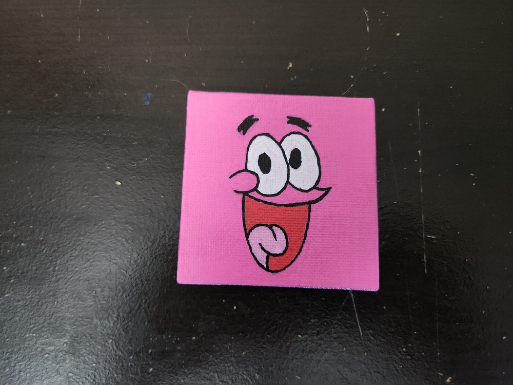 Handpainted Canvas Panel Magnet Patrick Star (*FAST SHIPPING!*)