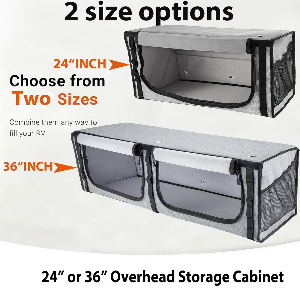 RV Overhead Soft-Sided Storage Cabinet 24" For Benz Sprinter & Ford Transit vans