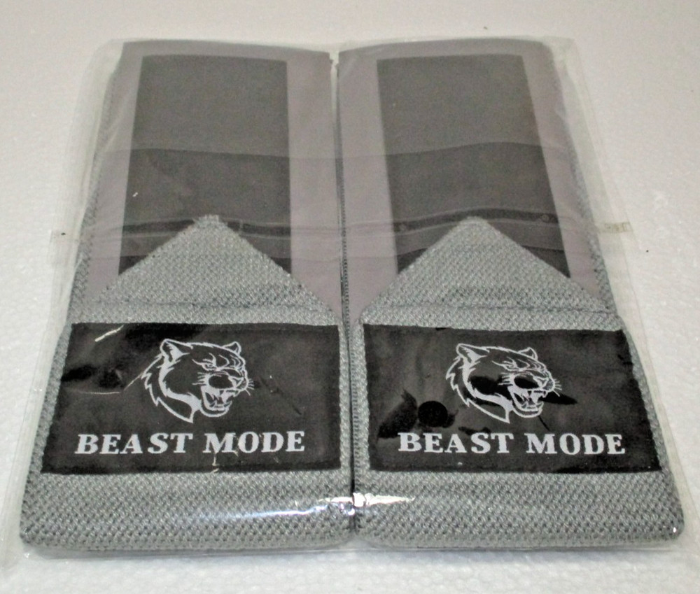 TECEUM "GRAY" Weightlifting 12" Wrist Wraps with Thumb Loop – "BEAST MODE"