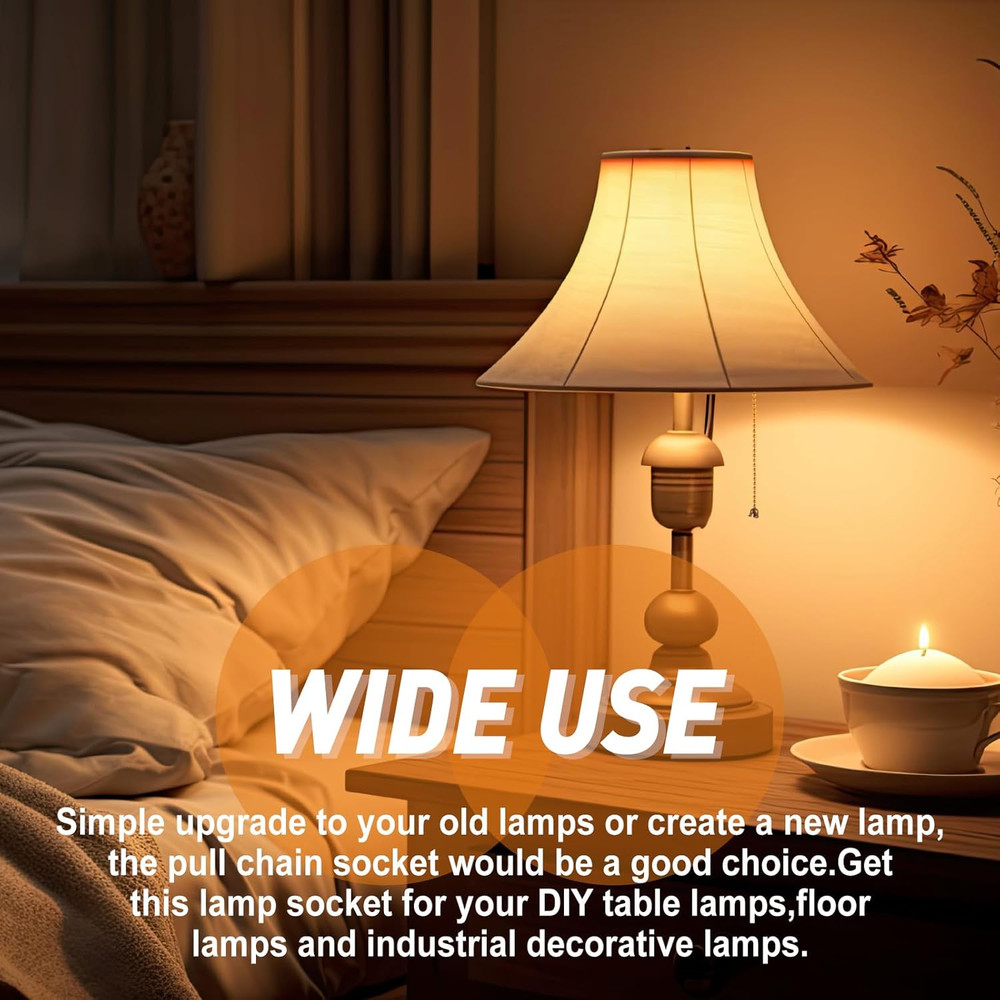 4 Pcs Pull Chain Lamp Socket Replacement, E26 Standard Threaded Base, Light Sock