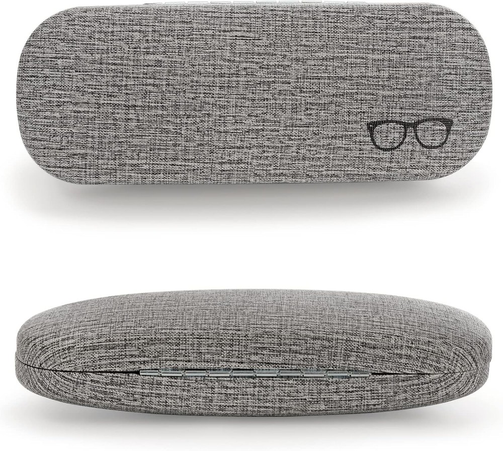 Hedume 12 Pack Hard Shell Eyeglasses Case, PU Linen Pattern Large Glasses Case,