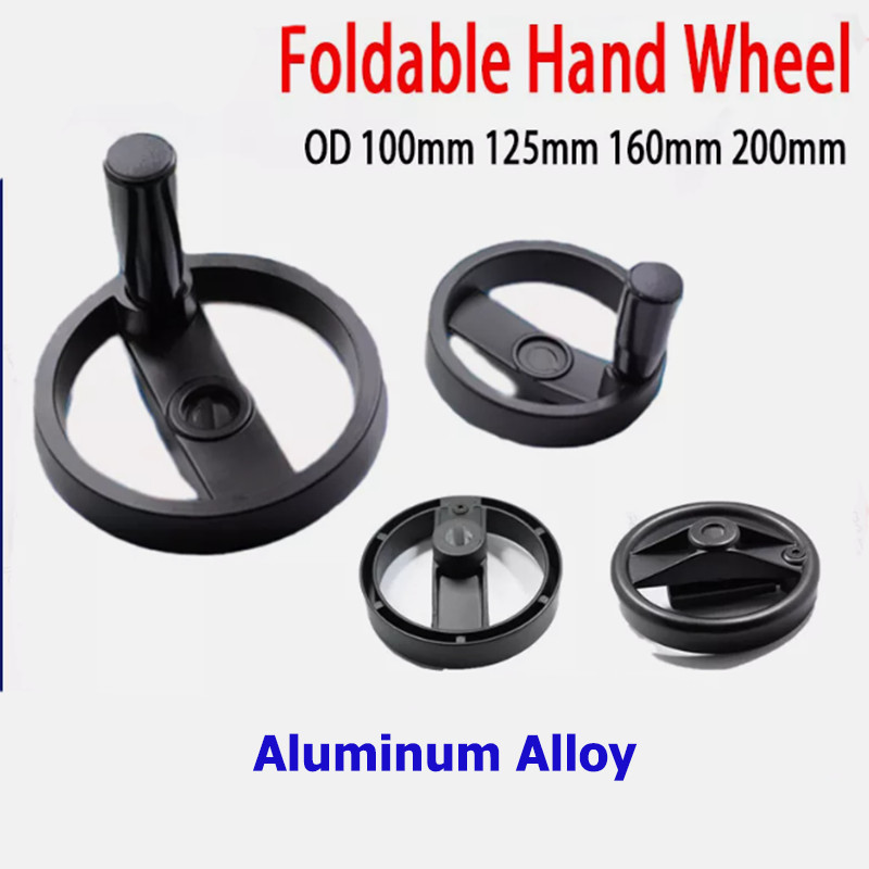 Aluminum Alloy Foldable Machine tool Handle 100-200mm Black Circle Handle Wheel