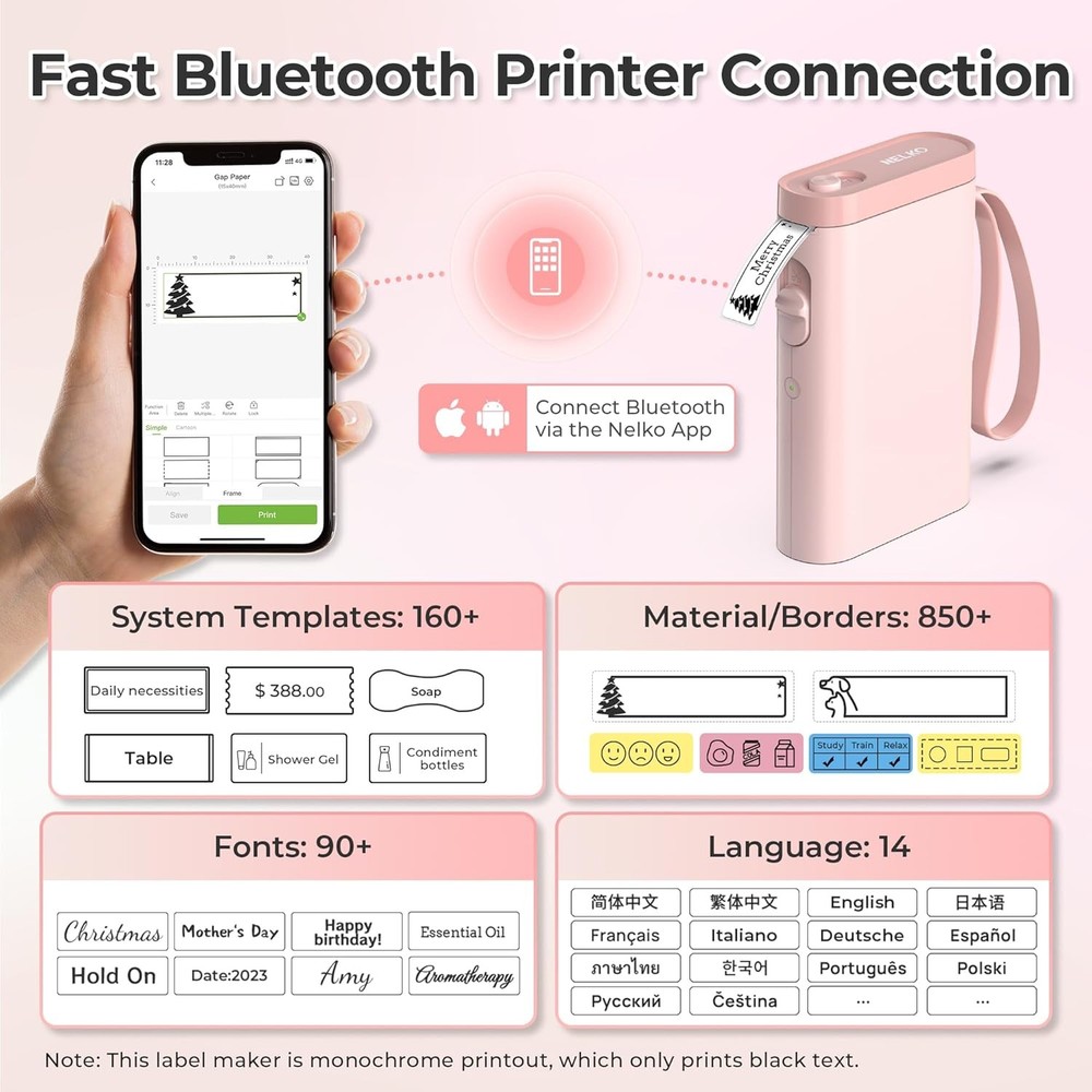 Label Maker Machine w/ Tape,P21 Bluetooth Label Printer,Wireless Mini Label Make