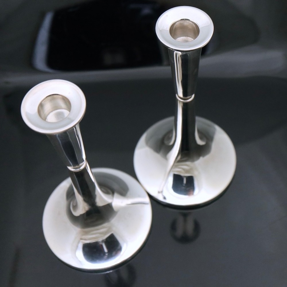 David-Andersen. A pair of Silver Candlesticks.