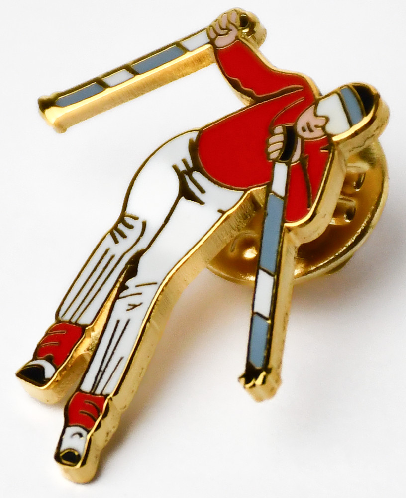 Downhill Skier Skiing Pin Badge