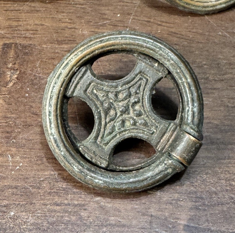 Lot of 5 Brass Drawer Pulls Classical W/Ring round 1.5”