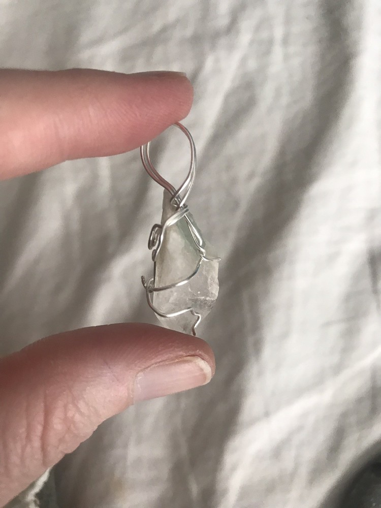 Deva Quartz Green Phantom Sterling Silver Wrapped Pendant