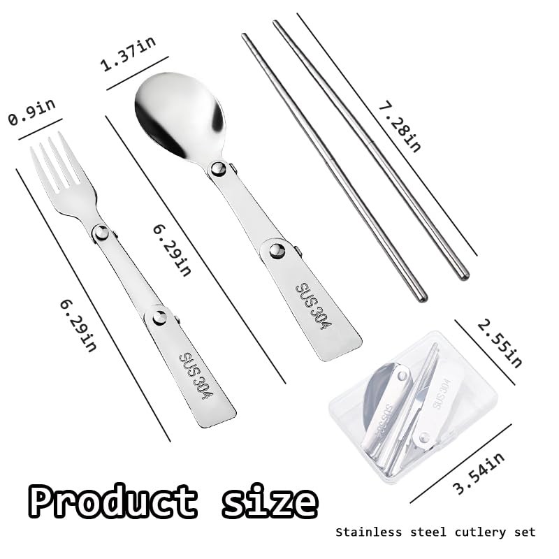 Camping Utensil Set with Case Folding Tableware Cutlery Foldable Spoon Fork C...