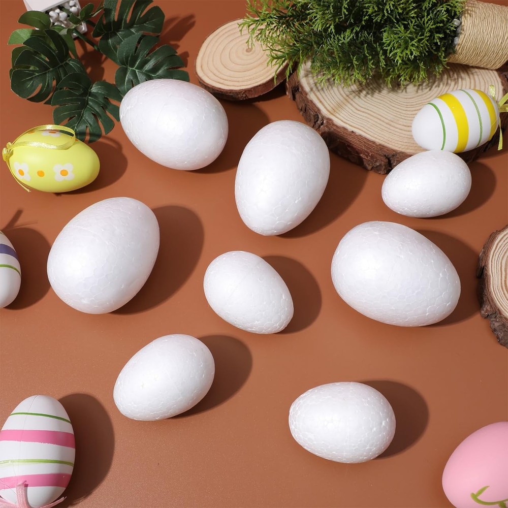 40 Pcs Foam Easter Eggs for Crafts - 6cm & 8cm Blank - Paintable Polystyrene ...