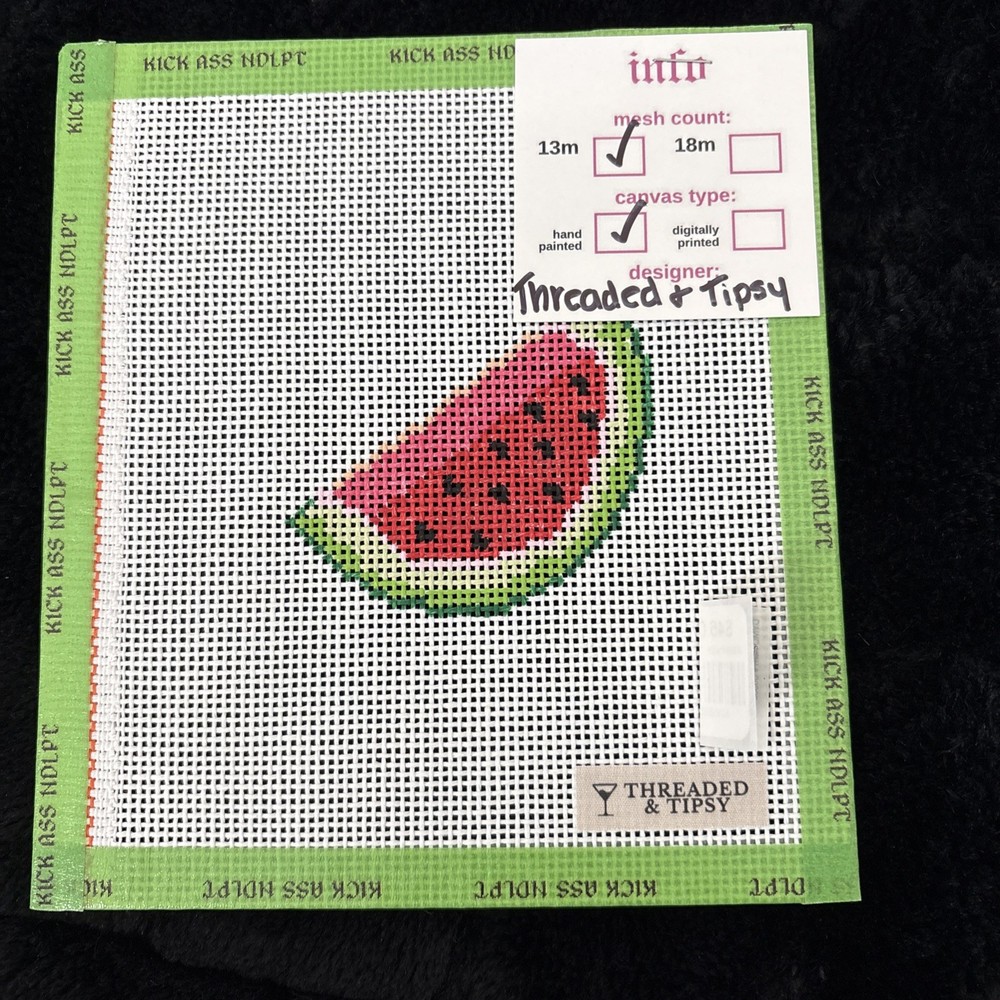 Threaded And Tipsy Needlepoint Canvas Watermelon 13m