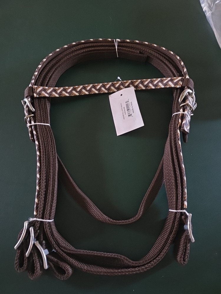 Western Design Patterned Nylon Headstall And Reins
