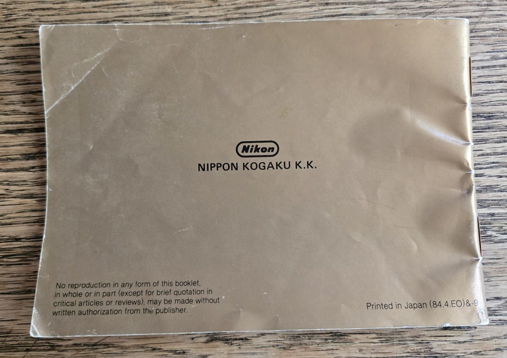 Original NIKON FG 35 mm Camera Instruction Manual