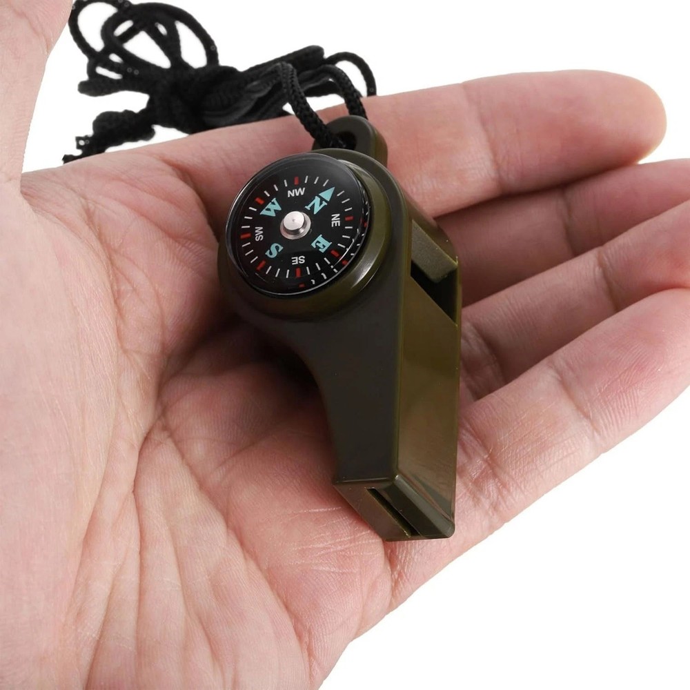 2 Pack Multi-Function Survival Whistle with Compass Thermometer for Hiking