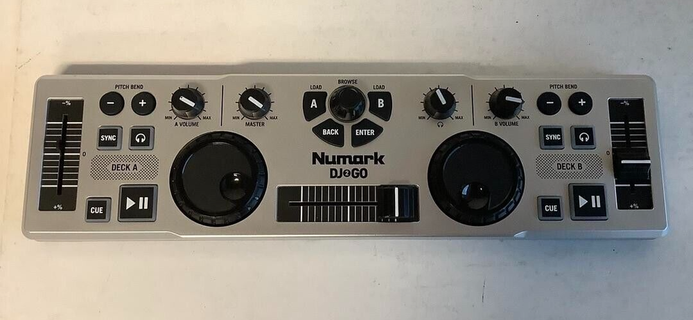 Numark DJ2GO Ultra Portable MIDI Capable Silver DJ Controller USB for Mac/PC