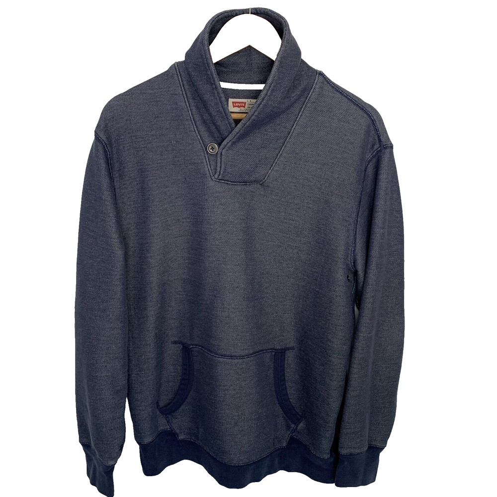 Levis sweatshirt jumper mens large blue high neck pullover blue