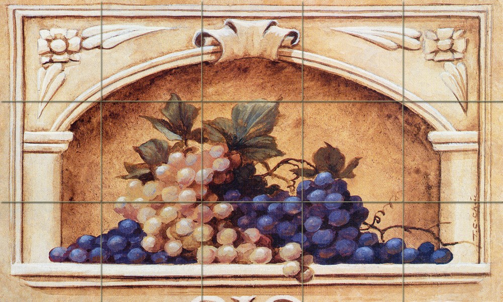 20 x 12 Mural Tumbled Marble Grape Backsplash Tile #110